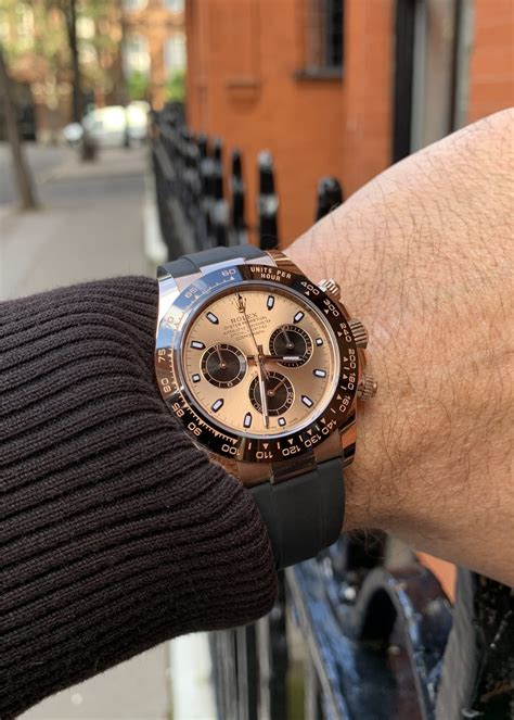 rolex daytona rose gold leather strap replica|rolex daytona oysterflex rose gold.